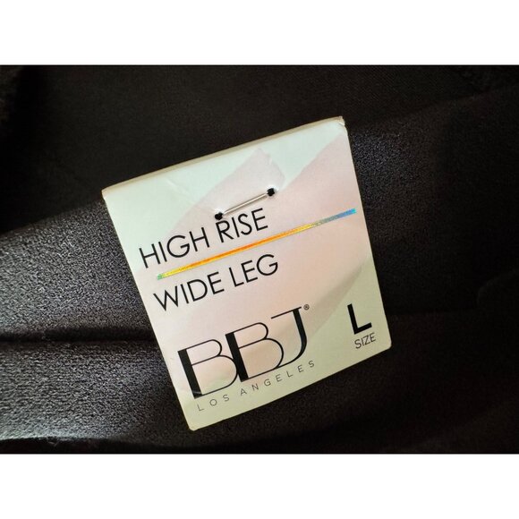 BBJ Soft Knit Crepe Stretch Wide Leg Size Large High Rise Black Stretch NWT - Picture 4 of 9